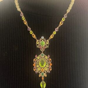 Nicky Butler Green and Purple Gemstone Necklace
